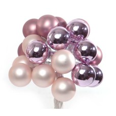 35MM Pink Glass Balls In 3 Finishes - Shiny, Pearl And Satin (Lot of 1 Box - 72 Glass Balls Per Box) SALE ITEM